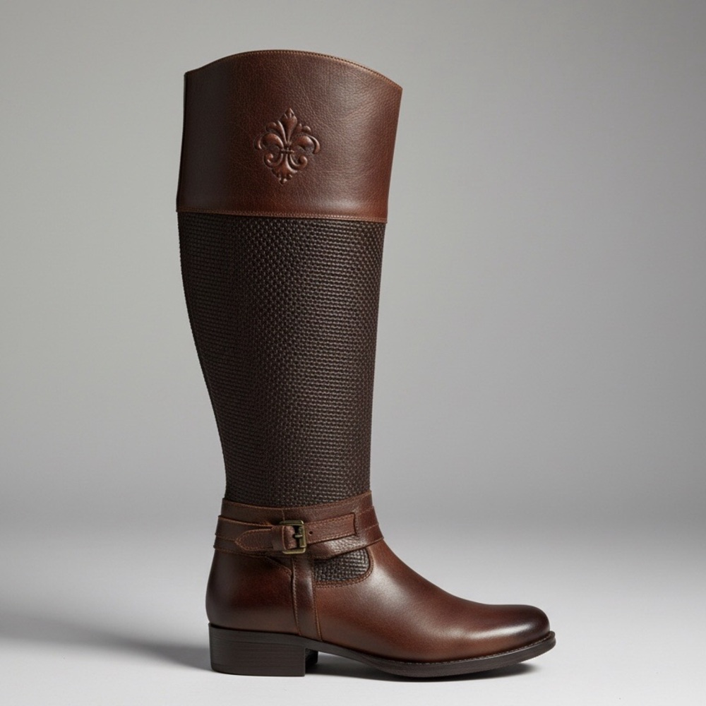 ANDREA Two Toned Leather Riding Boots. Size 8